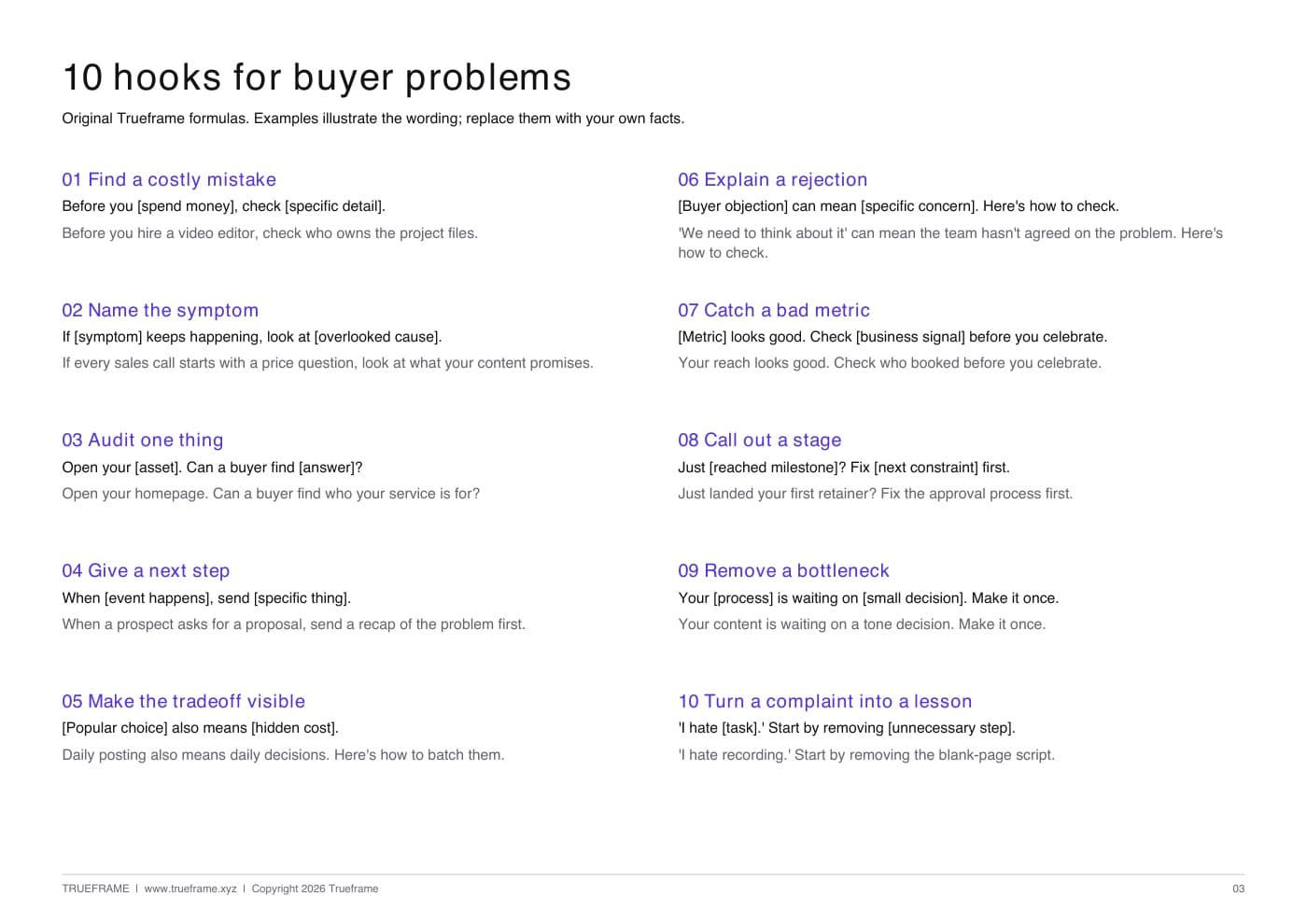 Original hook formulas with B2B examples