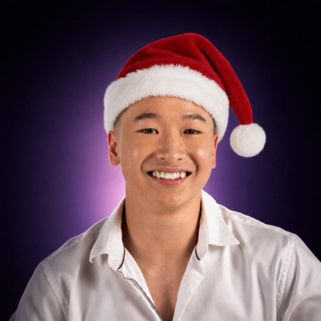 Benjamin Chua, founder of Trueframe, wearing a Santa hat